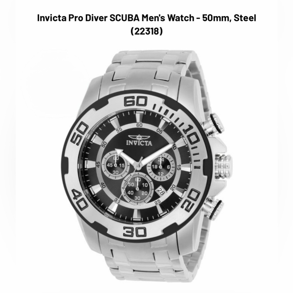 Invicta Men's Pro Diver SCUBA Stainless Steel Watch - Silver/Black